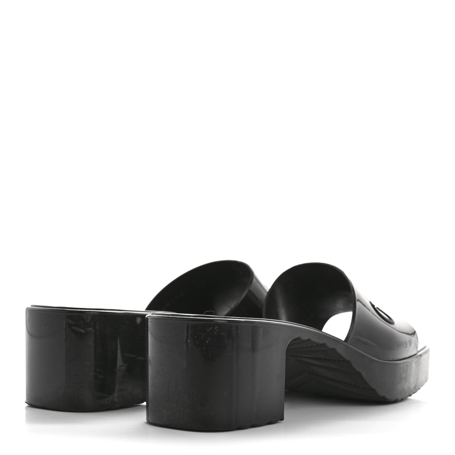 Gucci Rubber Logo Womens Platform 20/60mm Slide Sandals 35 Black 5 of 7