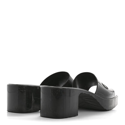 Gucci Rubber Logo Womens Platform 20/60mm Slide Sandals 35 Black 5 of 7