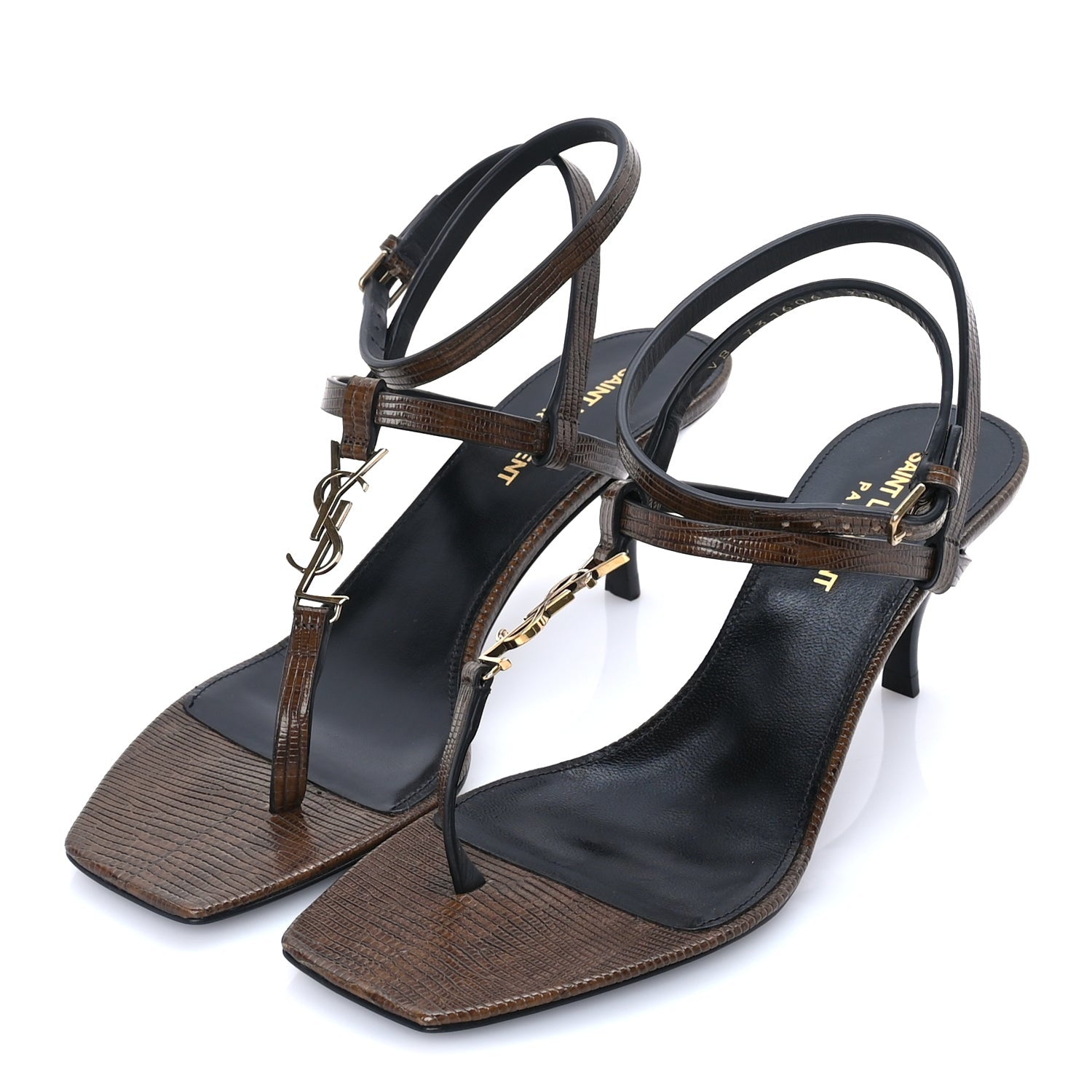 Saint Laurent Calfskin Cassandra 60 Sandals 37.5 Macadamia Brown 2 of 7