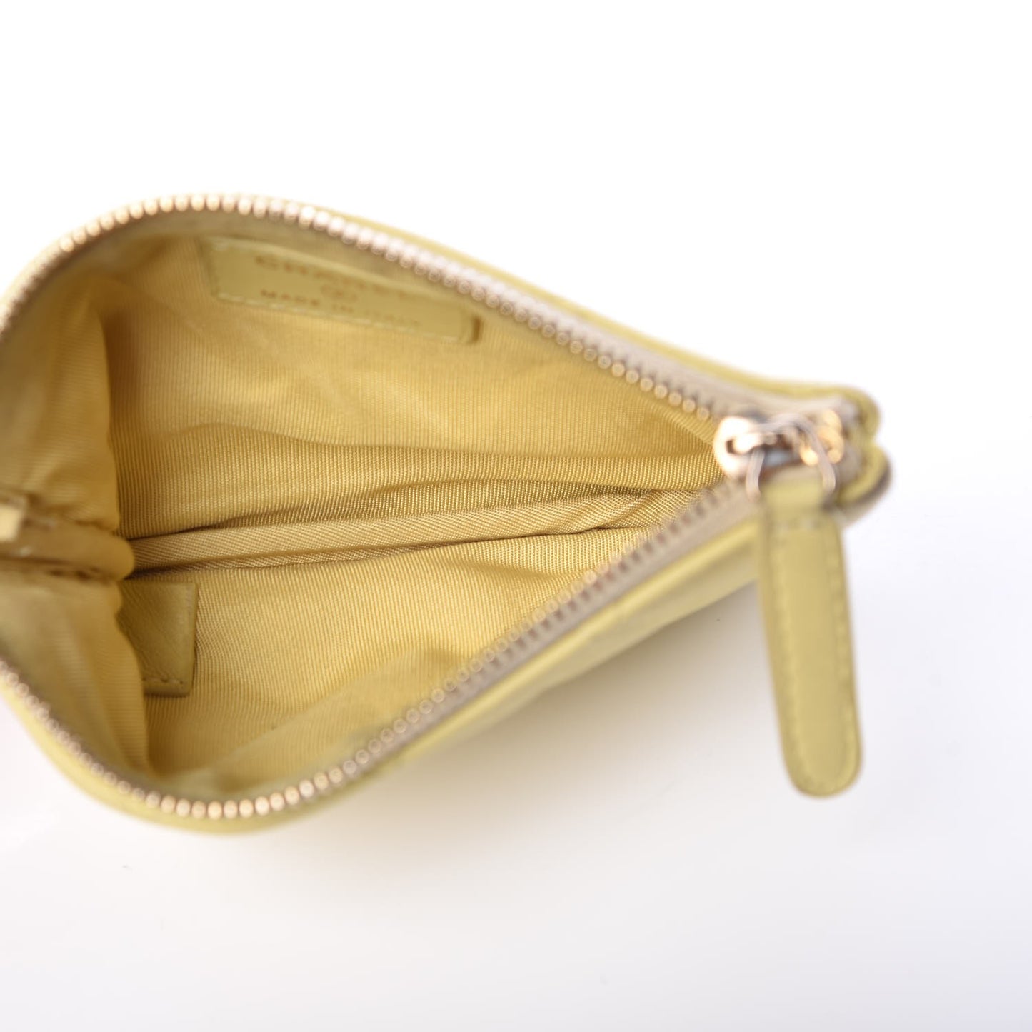 Lambskin Quilted Small Cosmetic Case Yellow