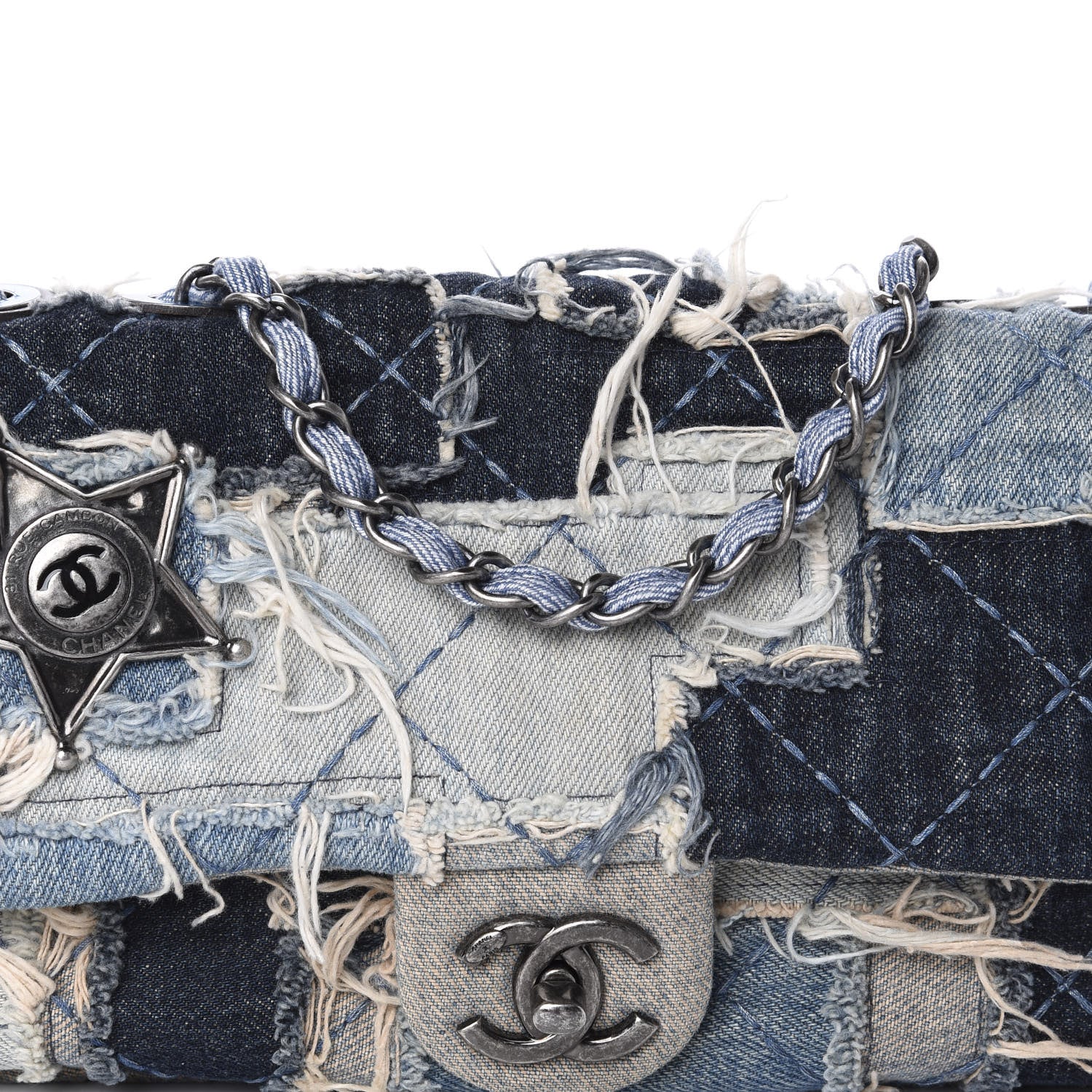 Chanel Denim Patchwork Paris Dallas Single Flap Blue 10 of 10