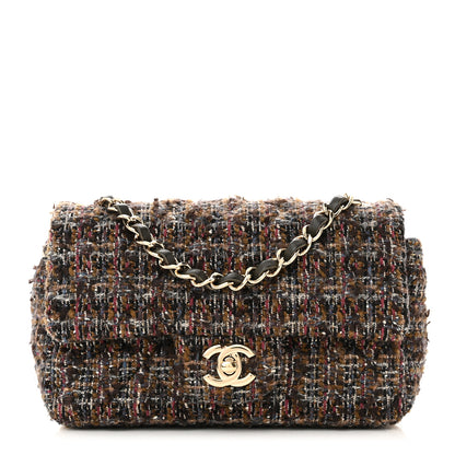 Chanel Tweed Quilted Mini Rectangular Flap Brown Multicolor 1 of 11