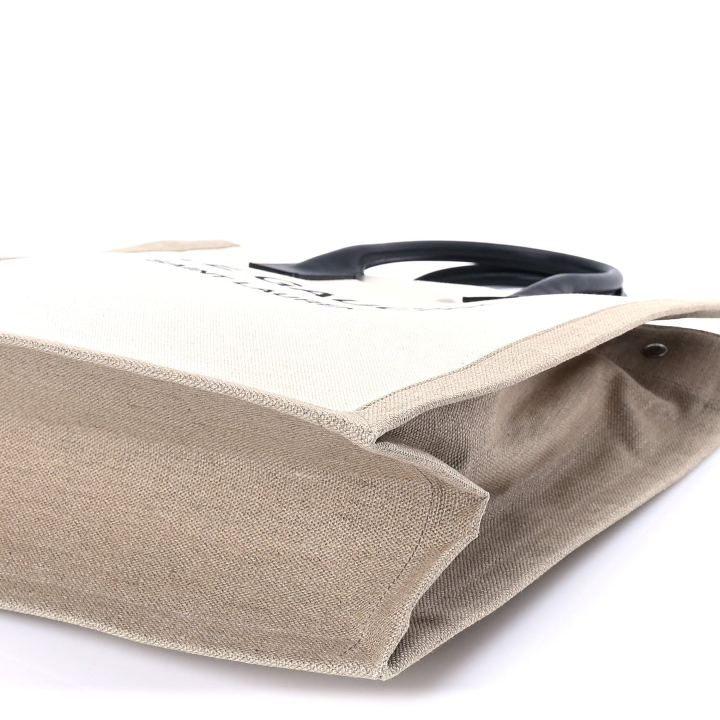 Linen Calfskin Rive Gauche North South Tote Optic White