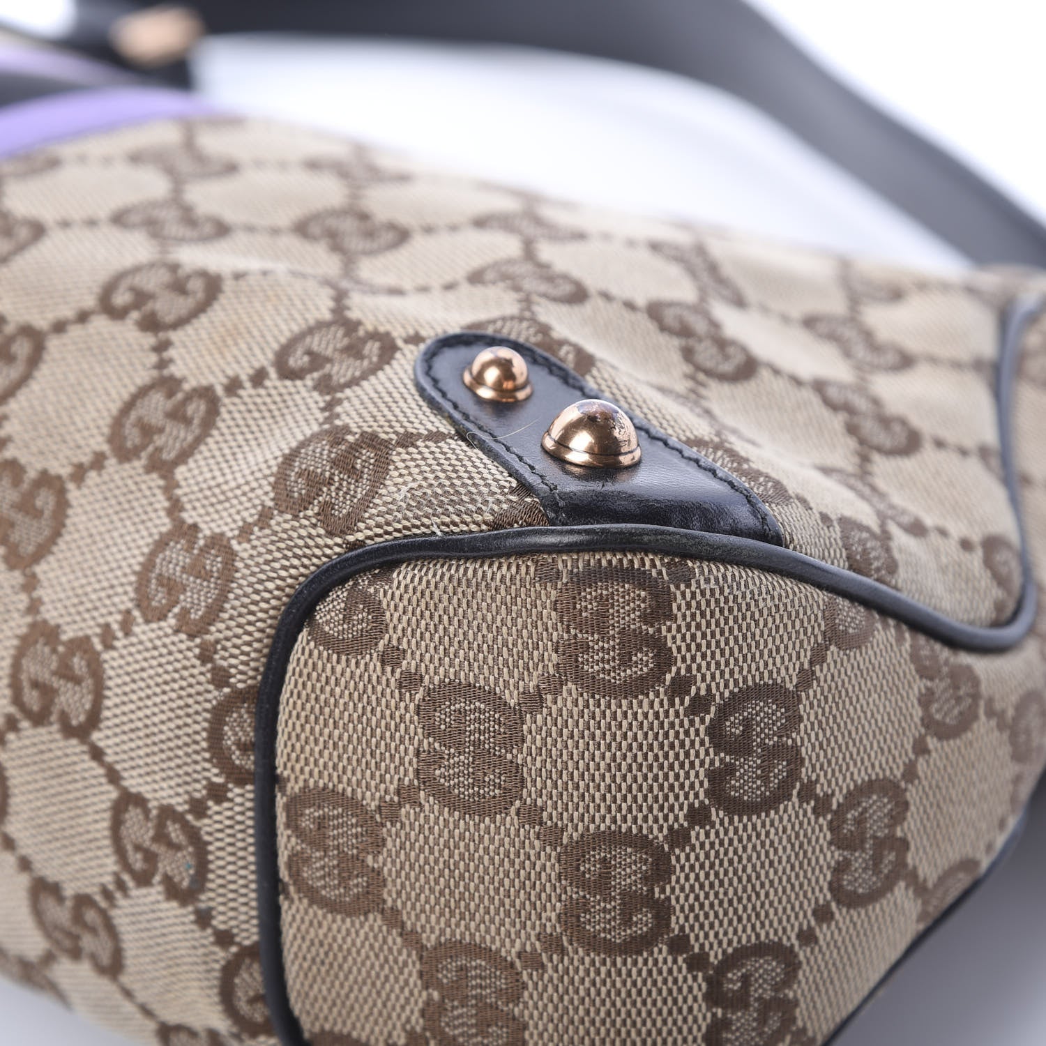 Gucci Monogram Horsebit Web Flap Bag Brown Purple 10 of 15