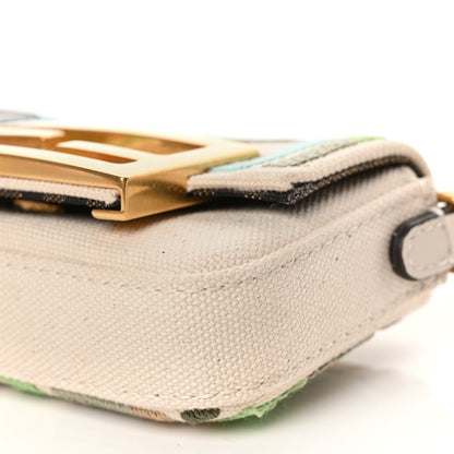 Fendi Canvas Nappa FF Multicolor Embroidered Nano Maxi Buckle Baguette Charm Grezzo Multicolor Latte 9 of 10