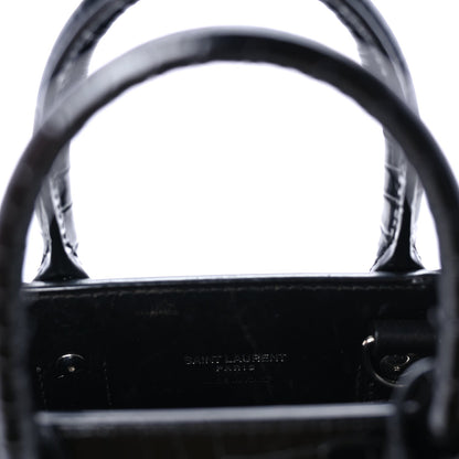 Saint Laurent Calfskin Crocodile Embossed Nano Sac De Jour Black 5 of 8