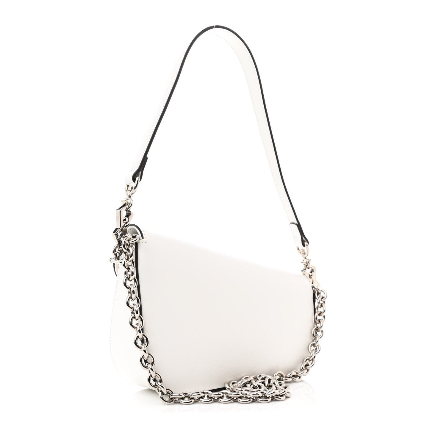 Calfskin Mini Horsebit 1955 Asymmetric Shoulder Bag White