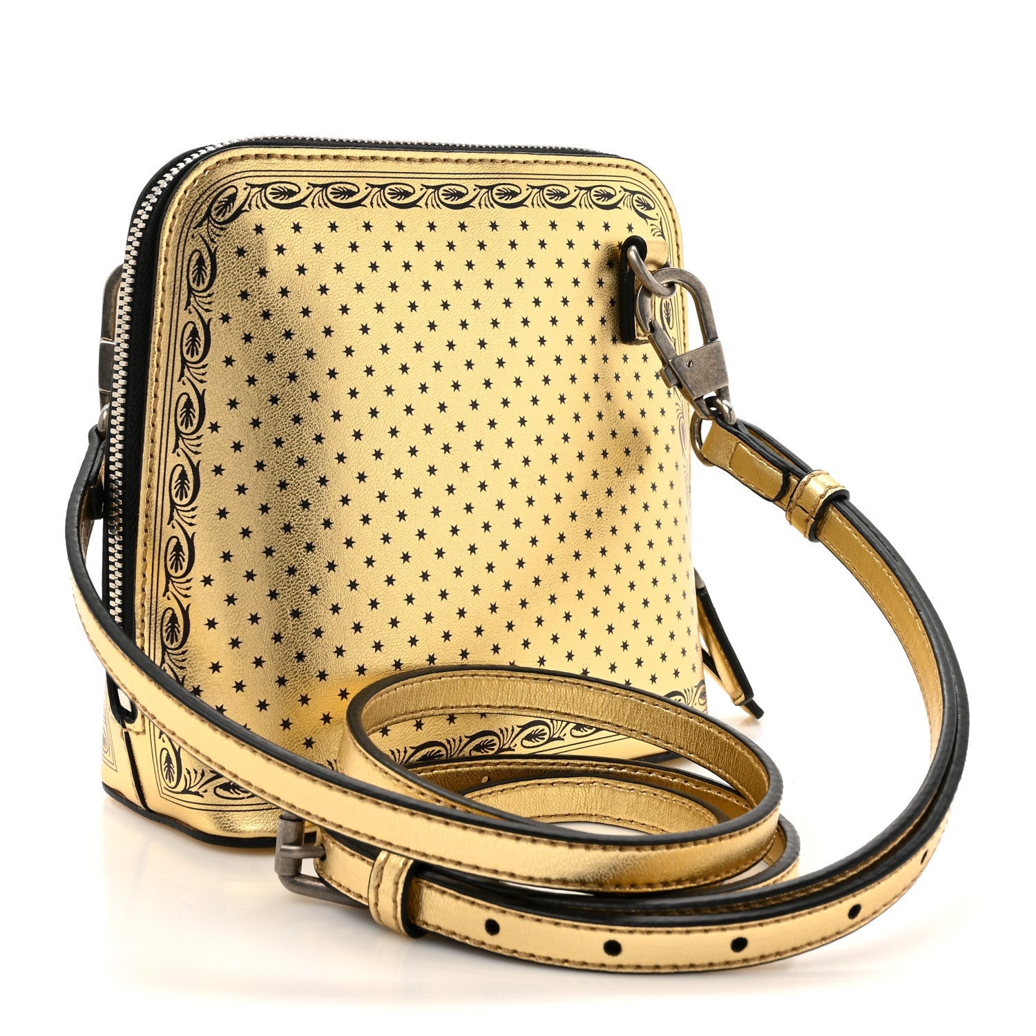 Gucci X SEGA Calfskin GUCCY Stars Mini Dome Shoulder Bag Gold 3 of 7