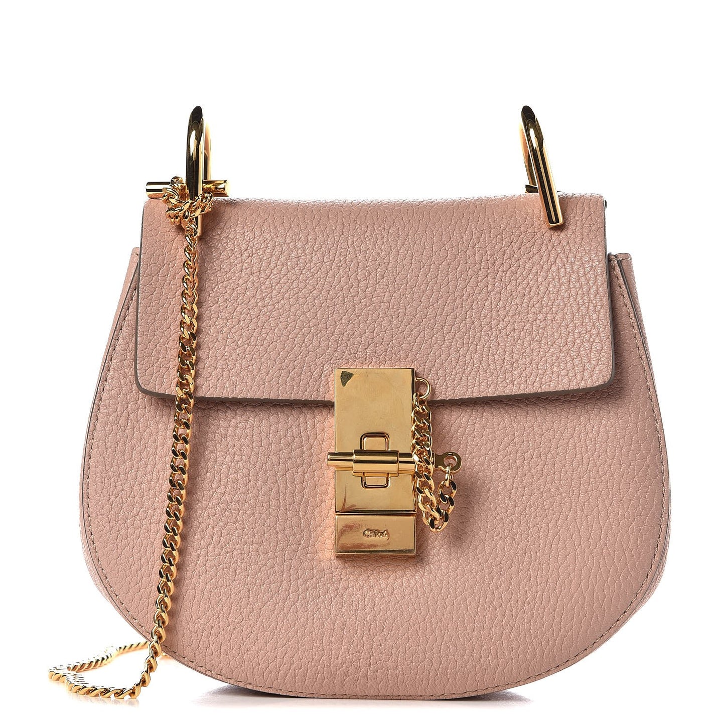 Grained Lambskin Mini Drew Shoulder Bag Cement Pink