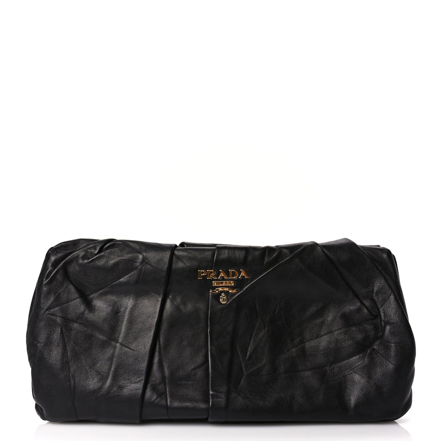 Prada Nappa Pleated Clutch Black 1 of 6