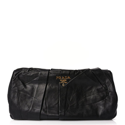 Prada Nappa Pleated Clutch Black 1 of 6
