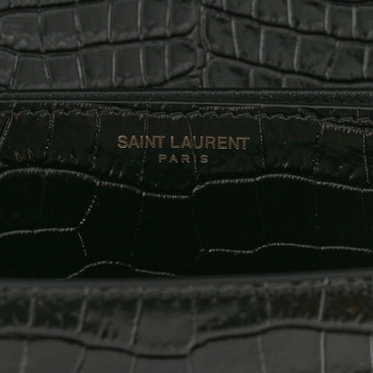 Saint Laurent Calfskin Crocodile Embossed Medium Monochrome Monogram Sunset Black 6 of 11
