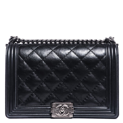 Chanel Calfskin Quilted Double Stitch New Medium Boy Flap Black 1 of 8