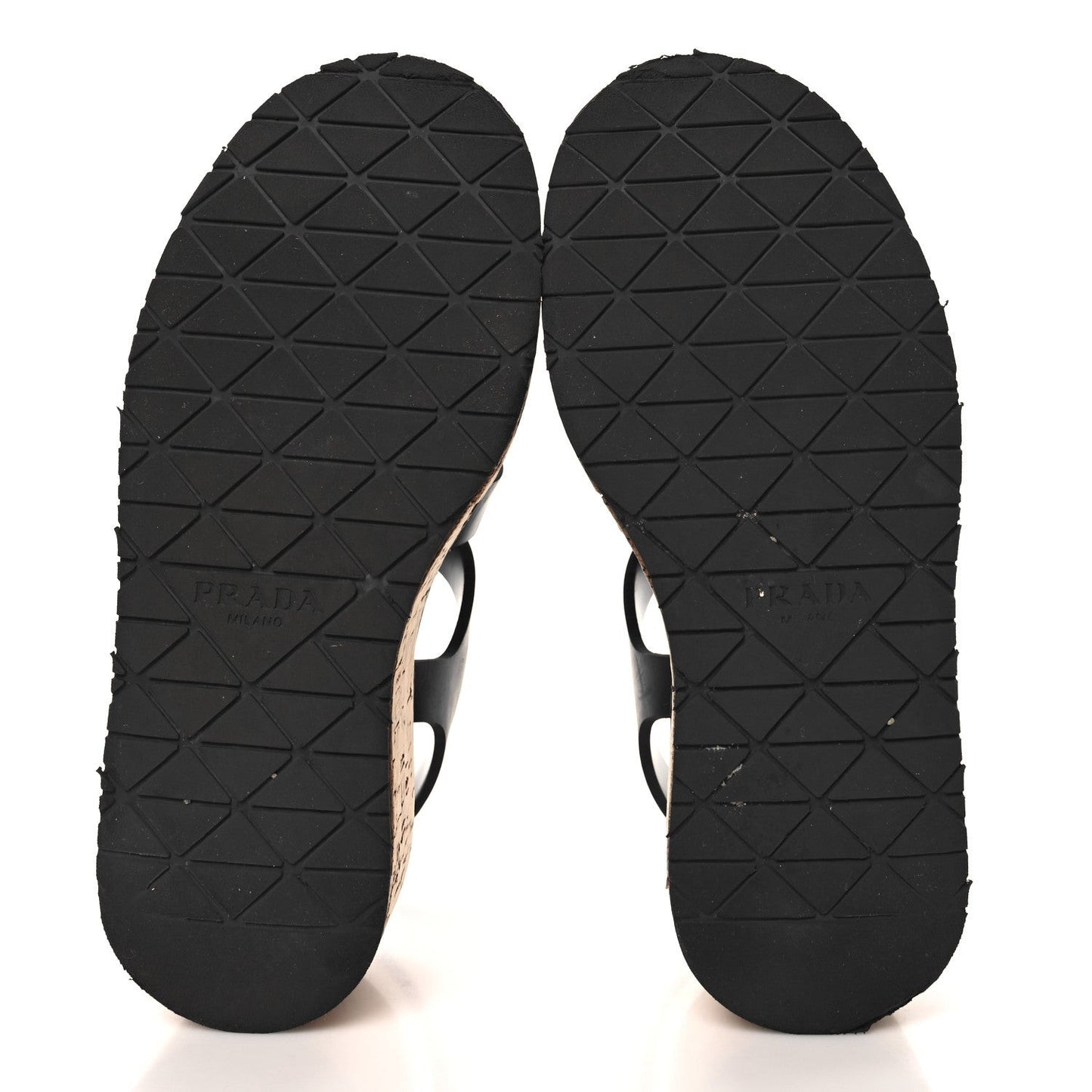 Rubber Soft Cork Triangle Fisherman 75mm Platform Sandals 37 Black
