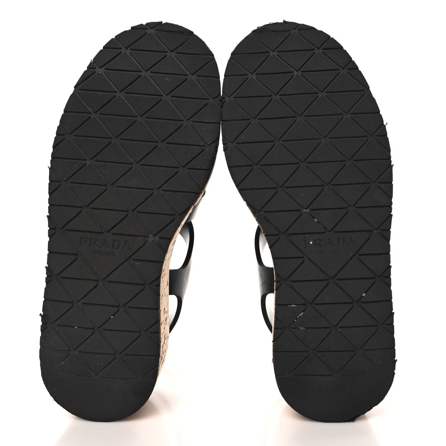 Prada Rubber Soft Cork Triangle Fisherman 75mm Platform Sandals 37 Black 6 of 7