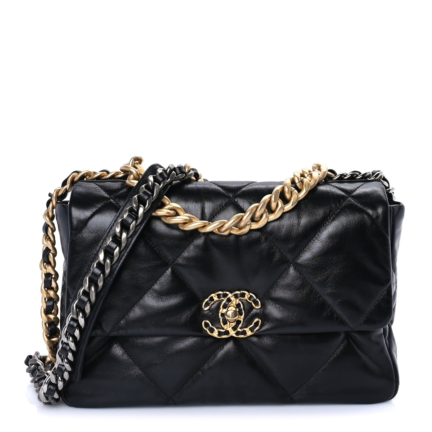 Chanel Goatskin Quilted Large  19 Flap Black 1 of 7