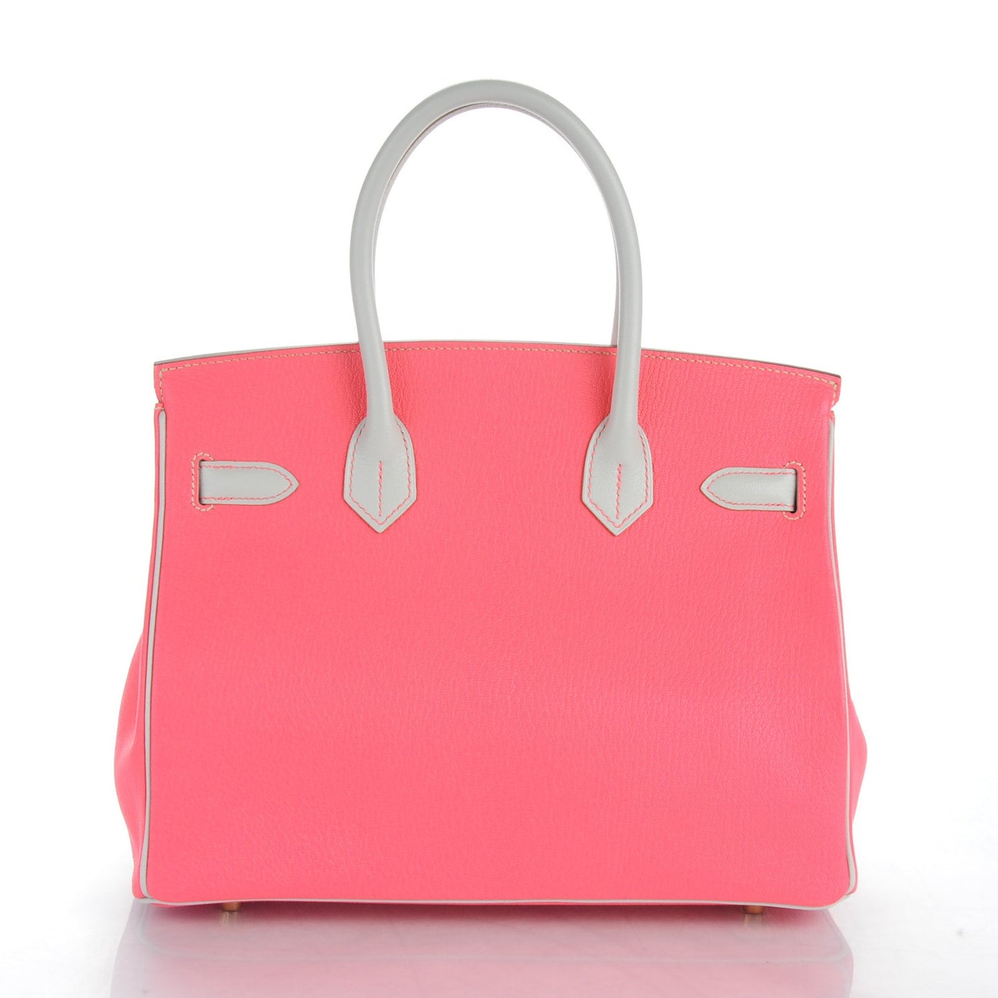 Chevre Mysore Bi-Color Horseshoe Birkin 30 Rose Lipstick Gris Perle