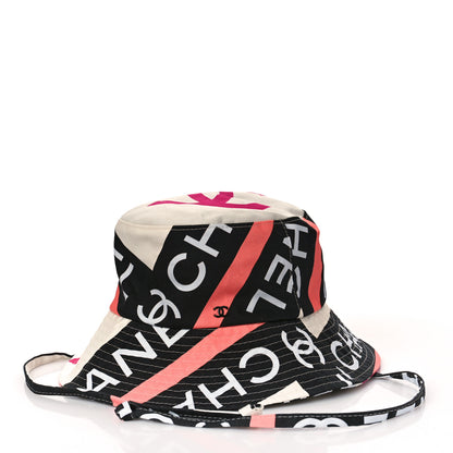 Chanel Cotton Logo Cloche Hat S Ecru Black Pink 2 of 5