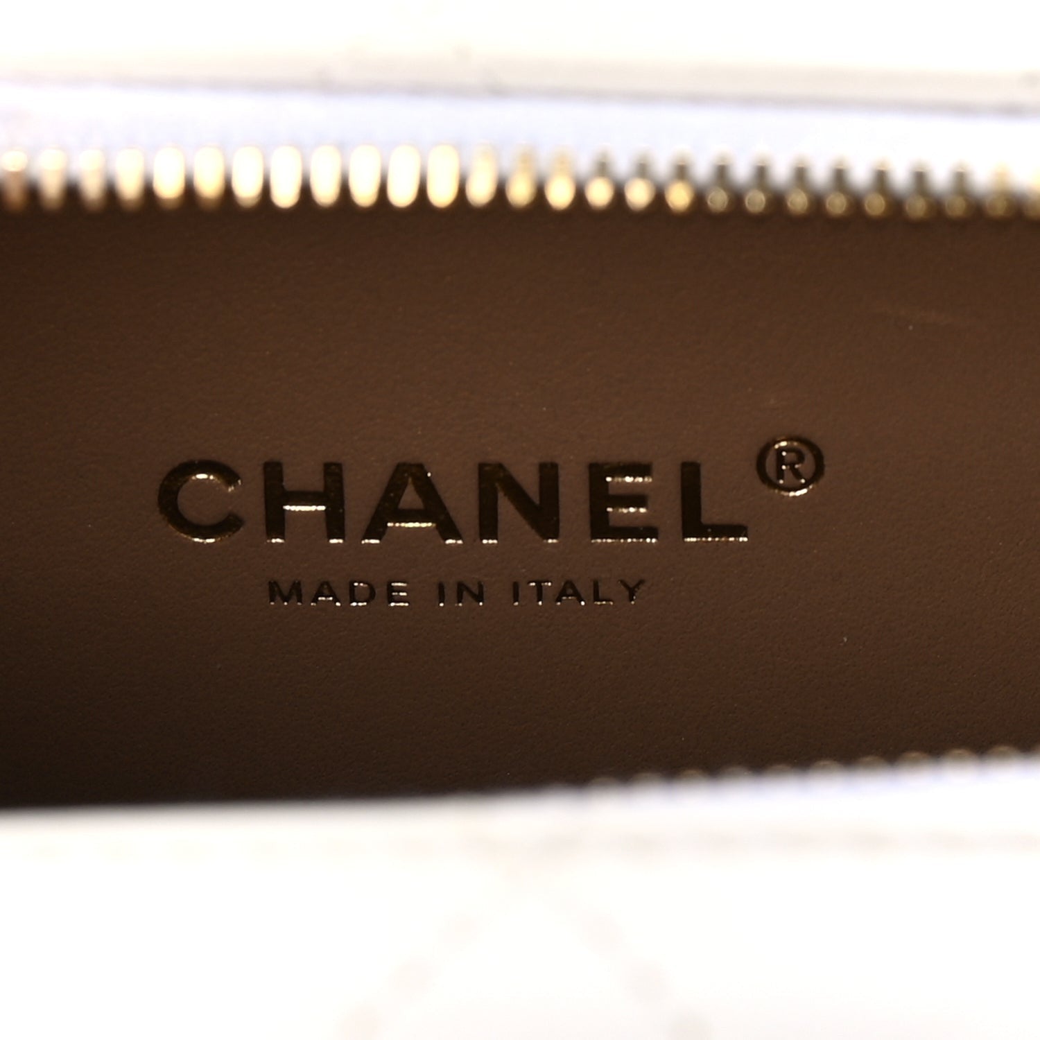 Chanel Lambskin Quilted Golden Plate Vanity Case White Gold 5 of 7