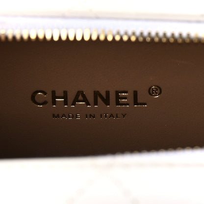 Chanel Lambskin Quilted Golden Plate Vanity Case White Gold 5 of 7