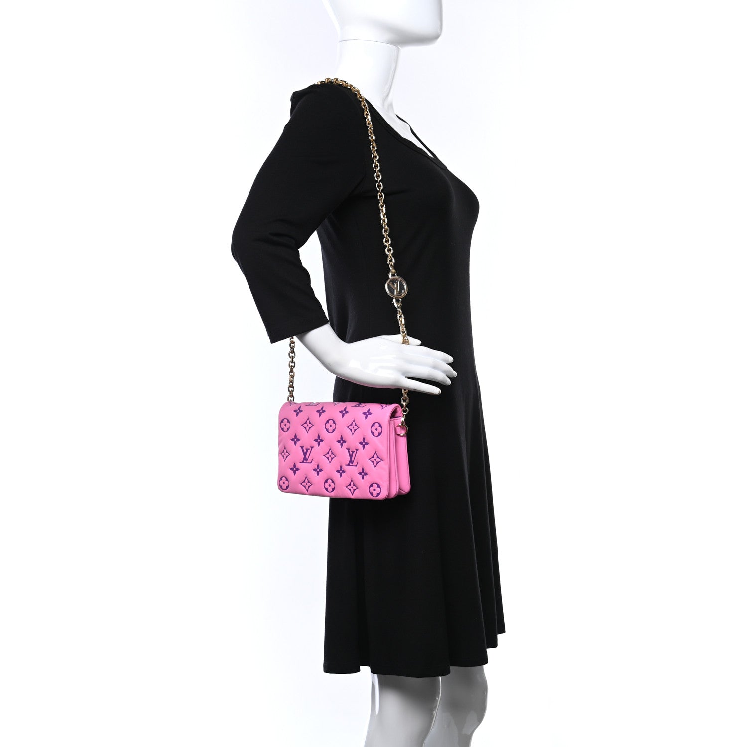 Louis Vuitton Lambskin Embossed Monogram Vuittamins Pochette Coussin Rose Violet 2 of 10