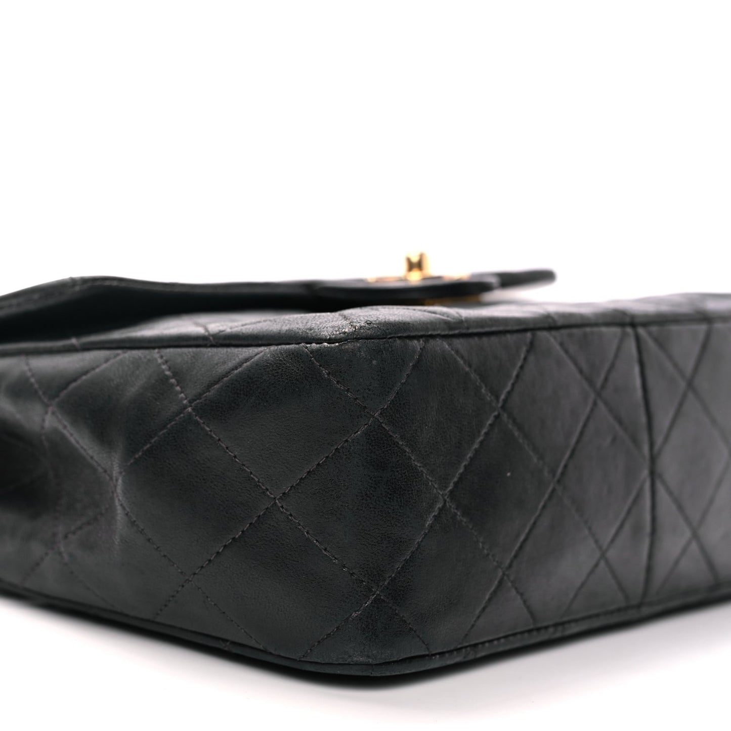 Lambskin Quilted Small Single Flap Black Black