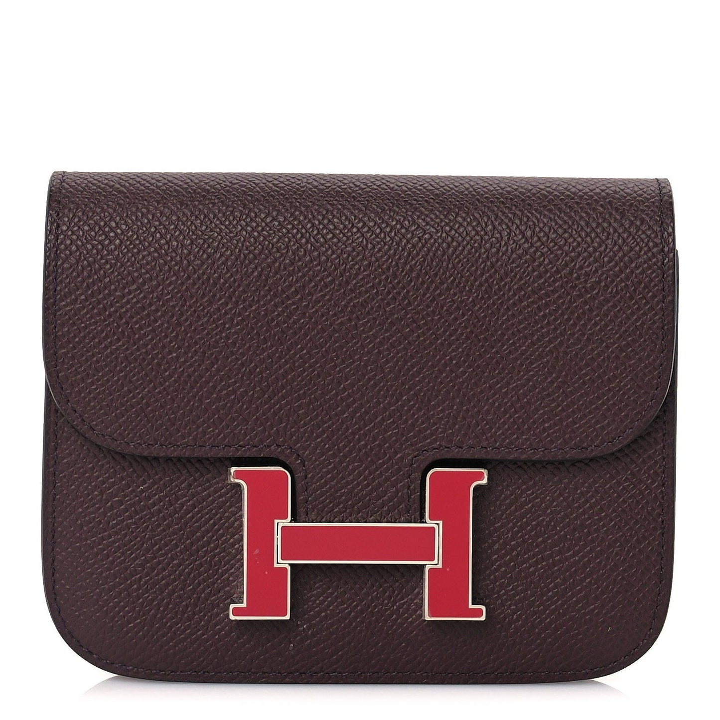 Epsom Enamel Constance Slim Wallet  Rouge Sellier Framboise