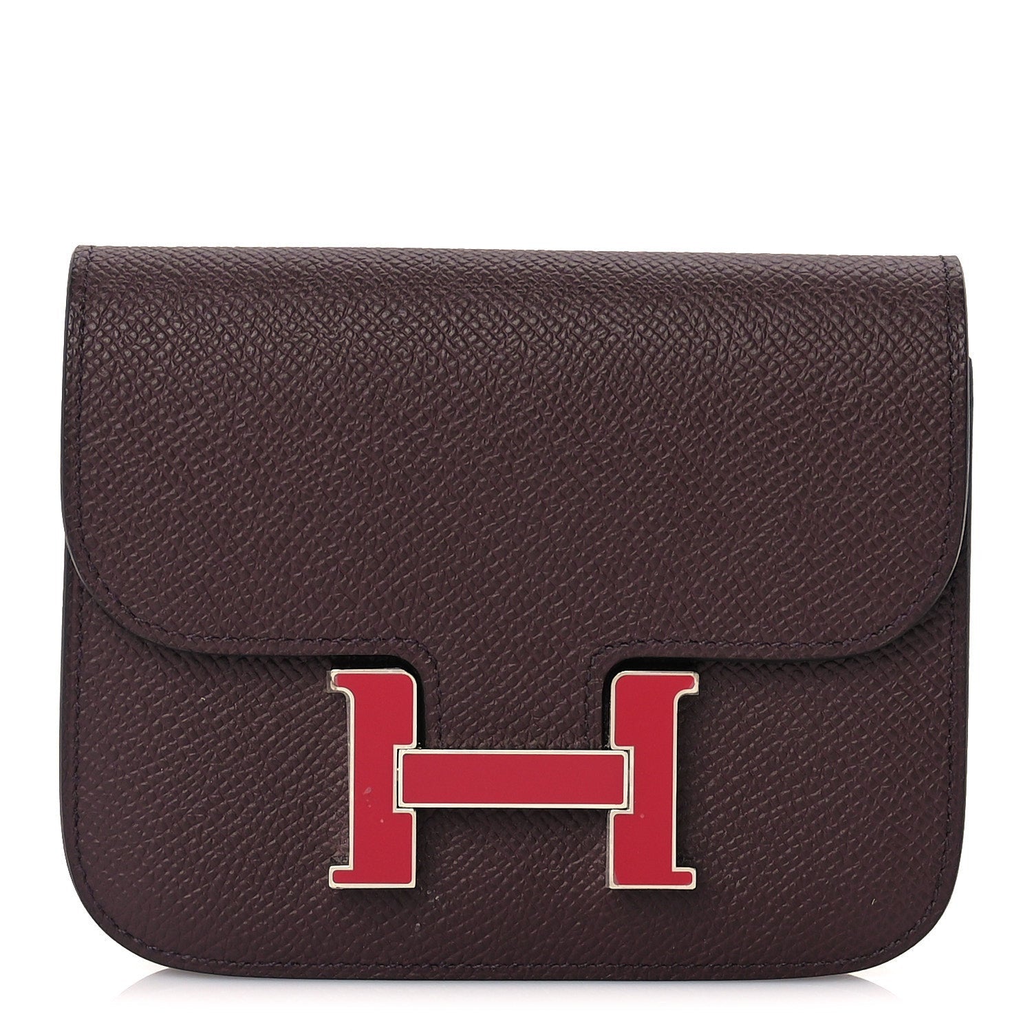 Hermes Epsom Enamel Constance Slim Wallet  Rouge Sellier Framboise 1 of 7