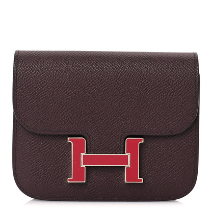 Hermes Epsom Enamel Constance Slim Wallet  Rouge Sellier Framboise 1 of 7