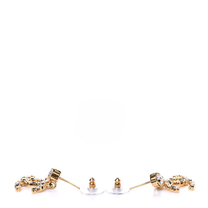 Chanel Resin Crystal Pearl CC Drop Earrings Gold Black 3 of 5