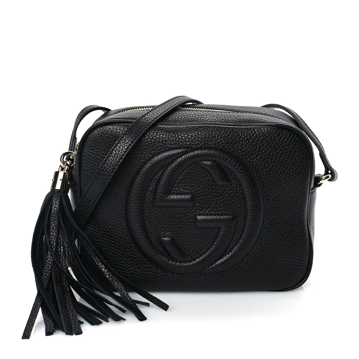 Pebbled Calfskin Small Soho Disco Bag Black