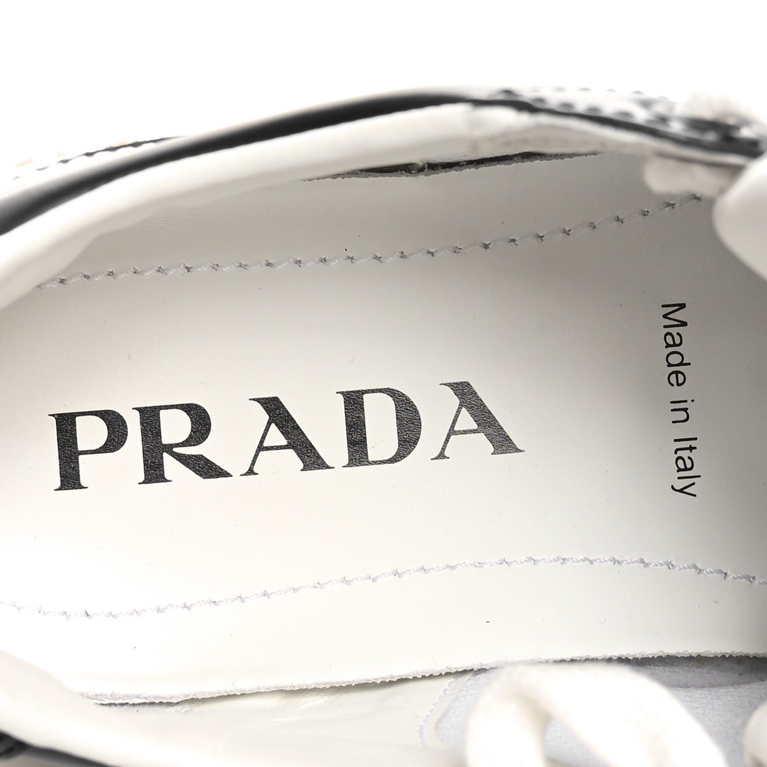 Prada Vitello Sport Spazzolato Rois Triangle Logo Womens Downtown Low Top 30mm Sneakers 37.5 White Black 7 of 9
