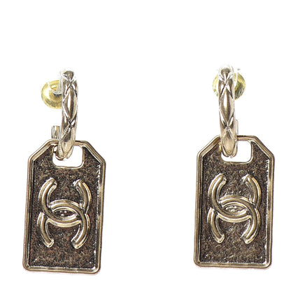Chanel CC Tag Drop Earrings Gold 1 of 4