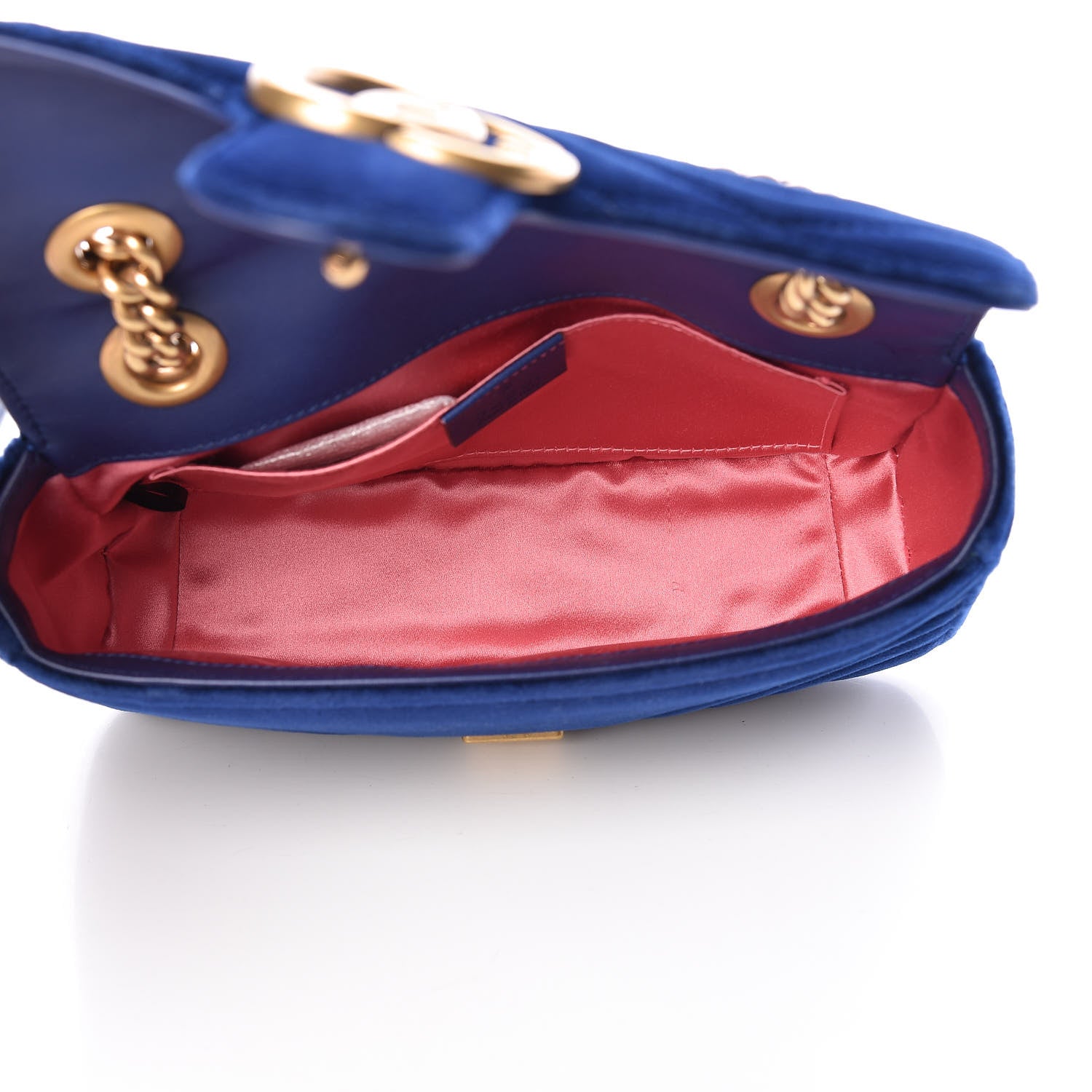 Gucci Velvet Matelasse Mini GG Marmont Shoulder Bag Cobalt Blue 5 of 14