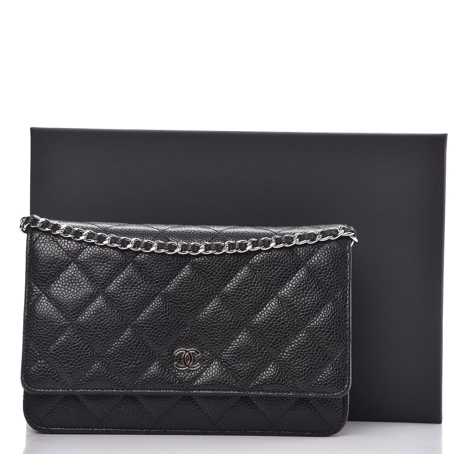 Caviar Quilted Wallet On Chain WOC Black