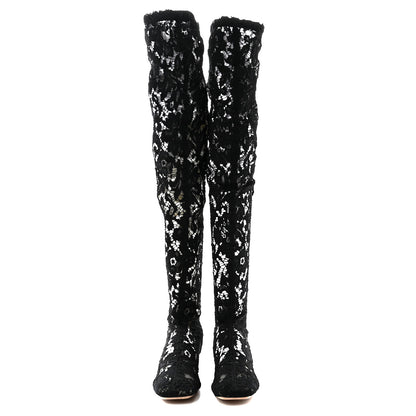 Valentino Garavani Lace Over The Knee Boots 39 Black 2 of 9