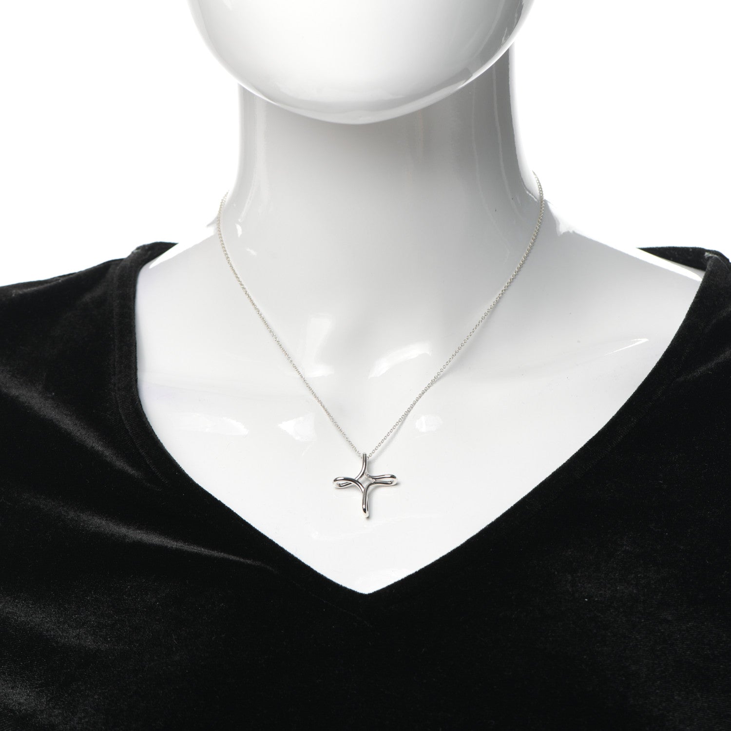 Tiffany Sterling Silver Elsa Peretti Infinity Cross Pendant Necklace 2 of 5