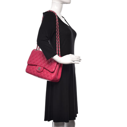 Chanel Lambskin Quilted Jumbo Double Flap Fuchsia 2 of 12