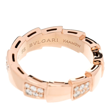 Bulgari 18K Rose Gold Diamond 6mm Serpenti Viper Band Ring 55 7.25 5 of 5
