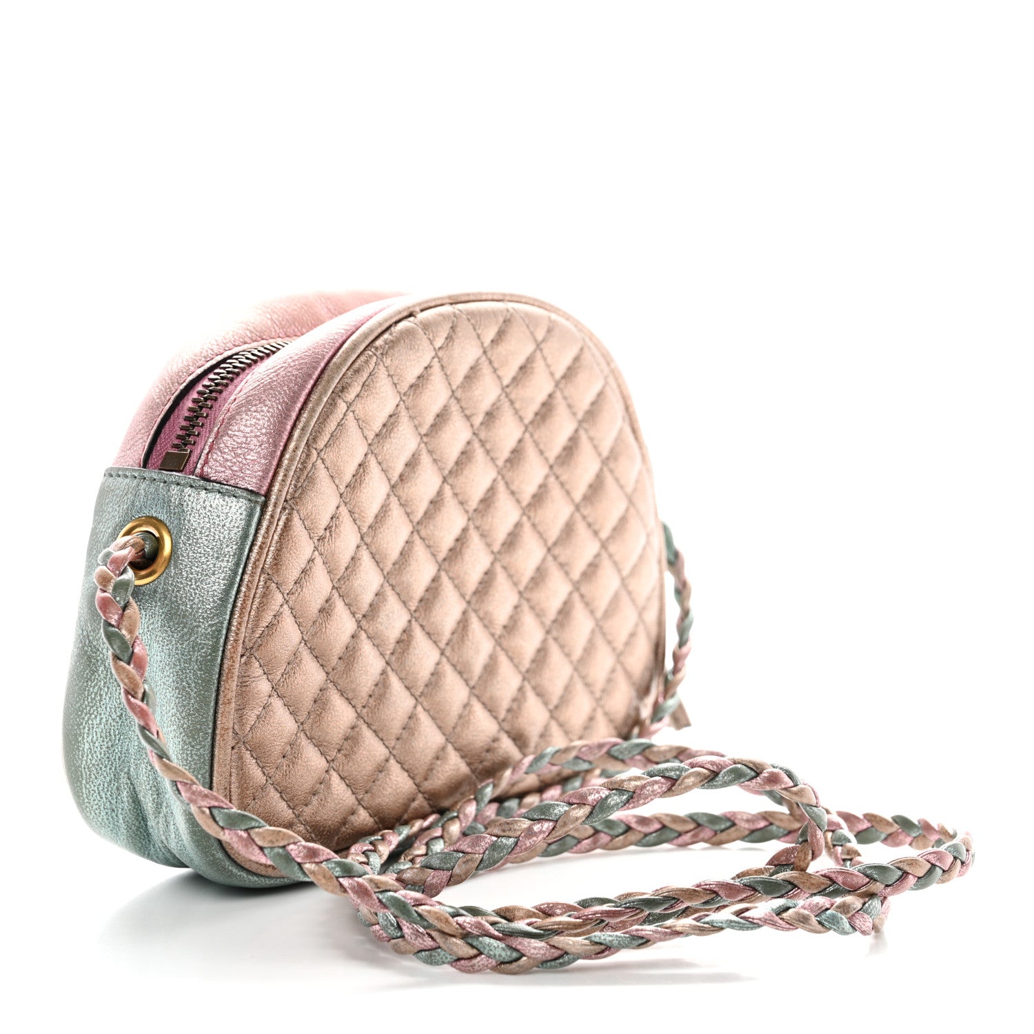 Gucci Laminated Nappa Trapuntata Mini Zumi Dome Shoulder Bag Rosa Lago Rame 3 of 10