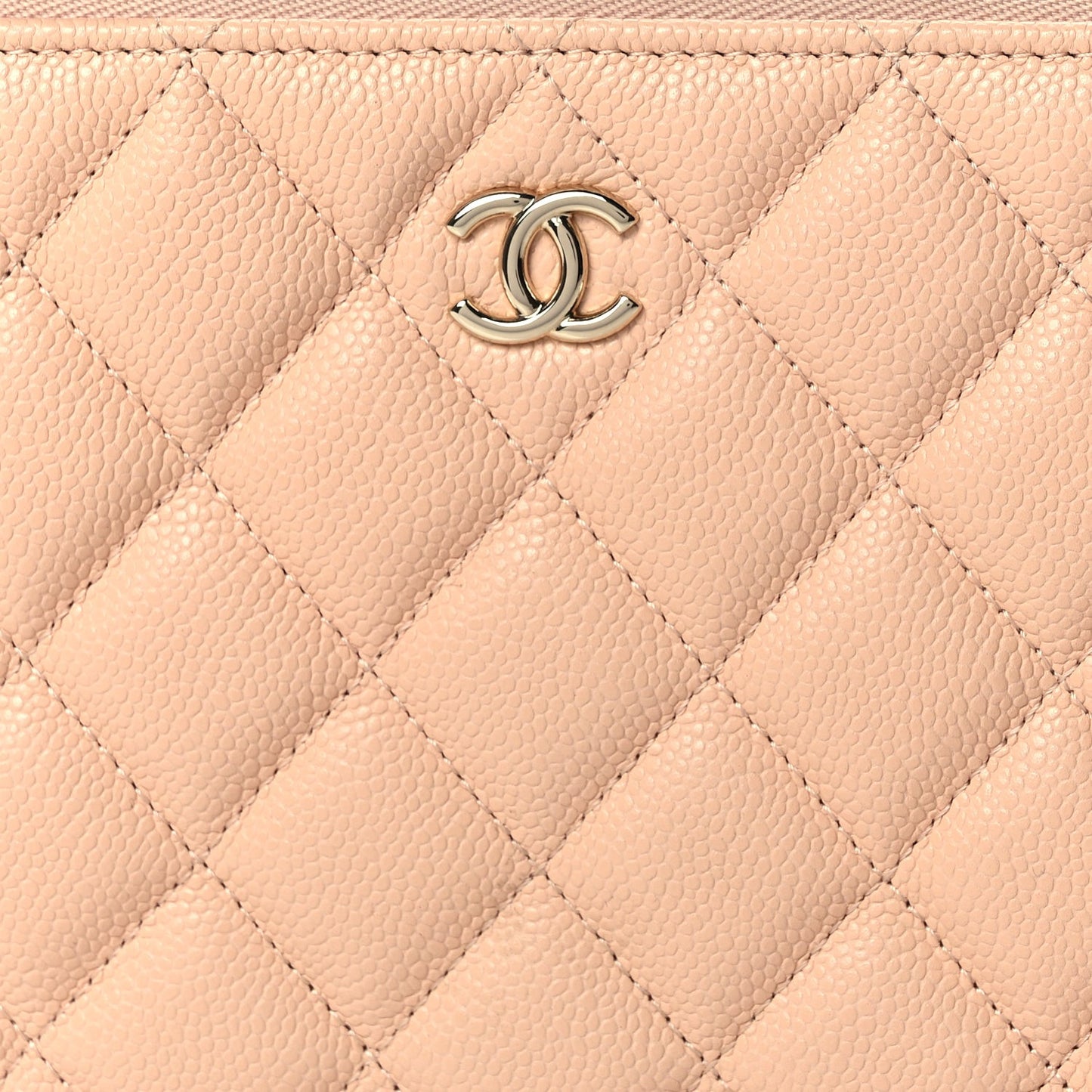 Caviar Quilted Cosmetic Case Beige