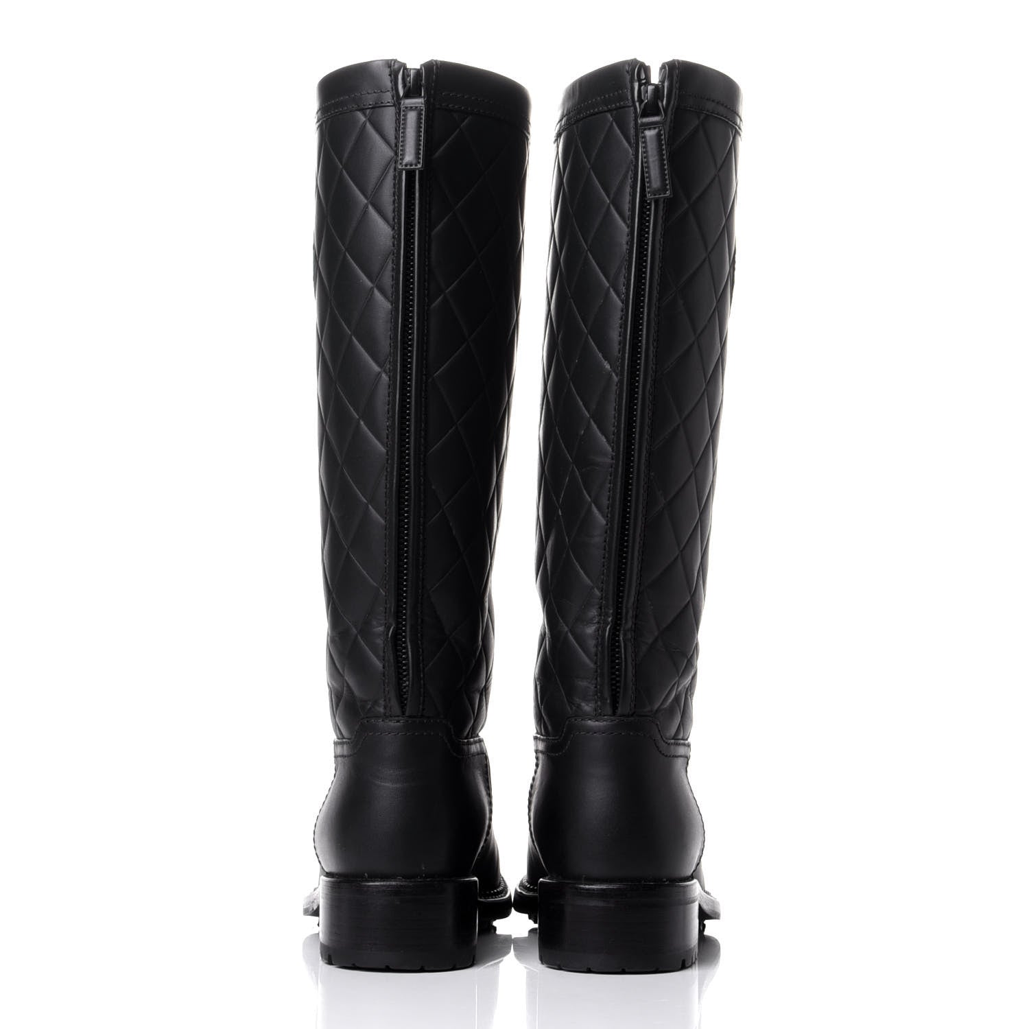 Chanel Oily Calfskin Quilted High Boots 36 Black 6 of 10