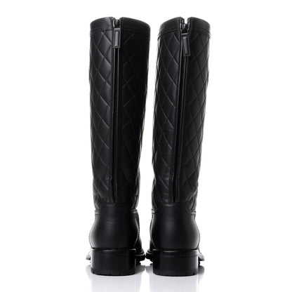 Chanel Oily Calfskin Quilted High Boots 36 Black 6 of 10