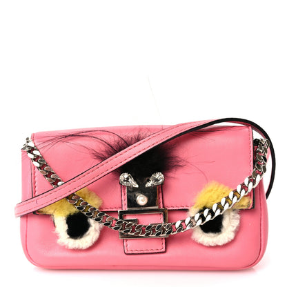 Fendi Nappa Rabbit Fox Fur Micro Buggie Baguette Rosa Fluo Multicolor 2 of 8