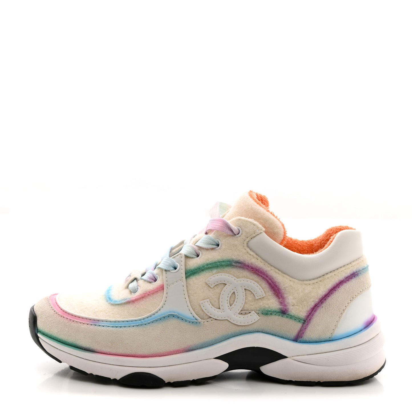 Wool Suede Calfskin CC Sneakers 36 Multicolor