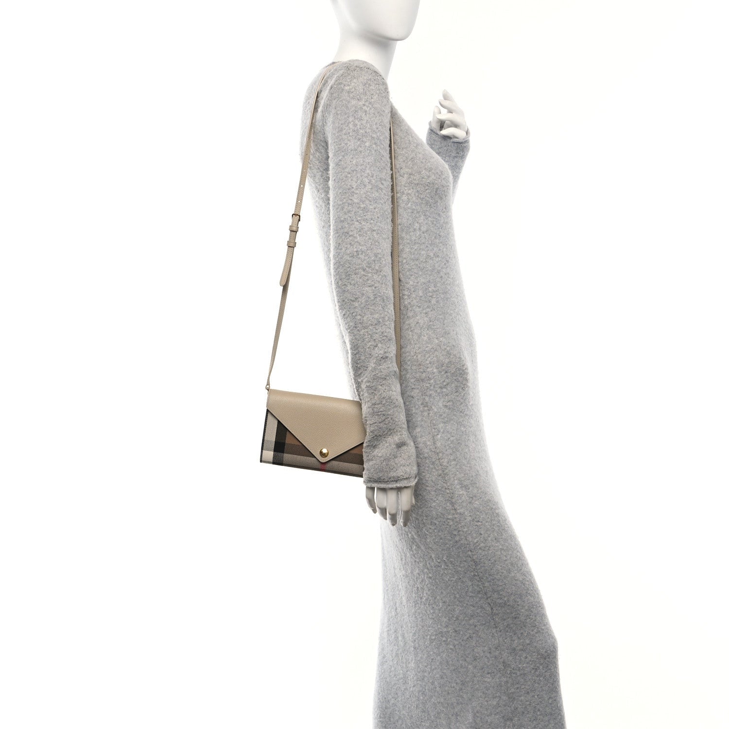 Burberry Calfskin House Check Hannah Wallet with Detachable Strap Beige 2 of 7