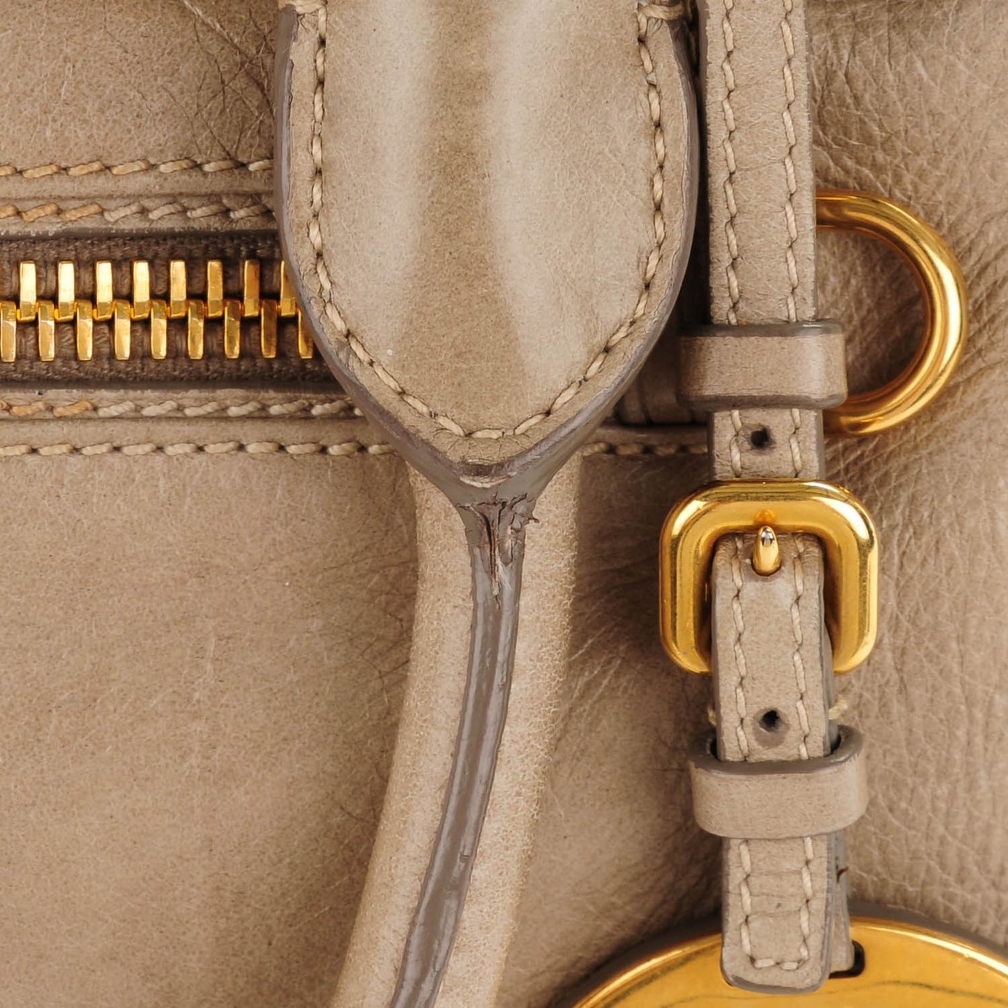 Vitello Shine Shopping Satchel Pomice