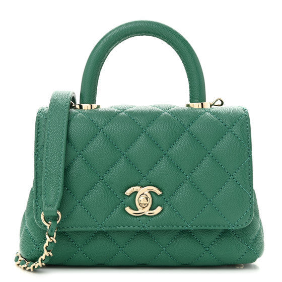 Chanel Caviar Quilted Extra Mini Coco Handle Flap Green 1 of 1