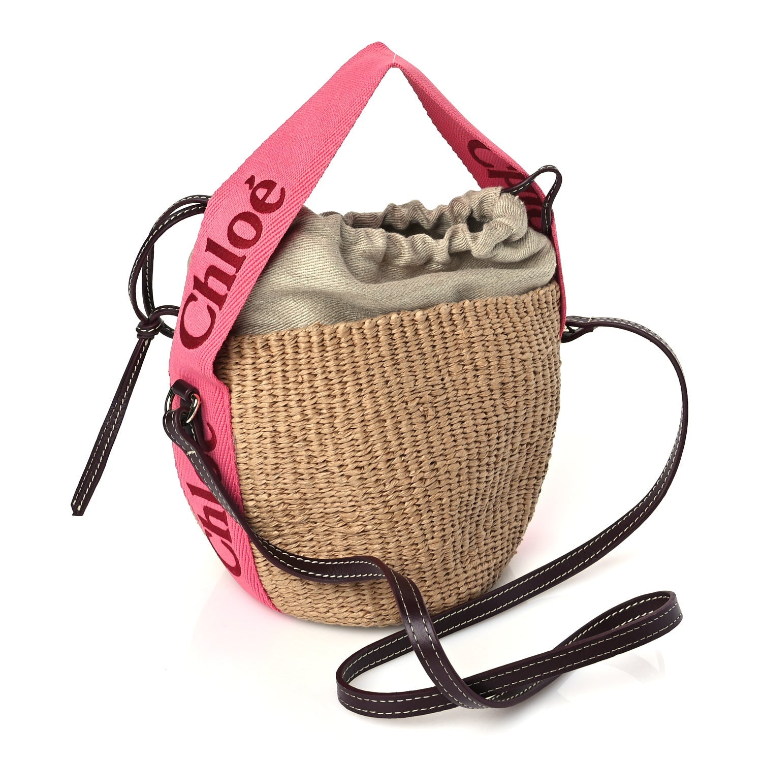 Chloe X MIFUKO Raffia Calfskin Small Woody Basket Pink Red 2 of 8