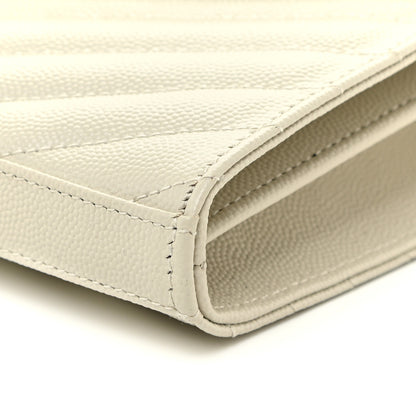 Saint Laurent Grain De Poudre Matelasse Chevron Monogram Chain Wallet Crema Soft 12 of 14